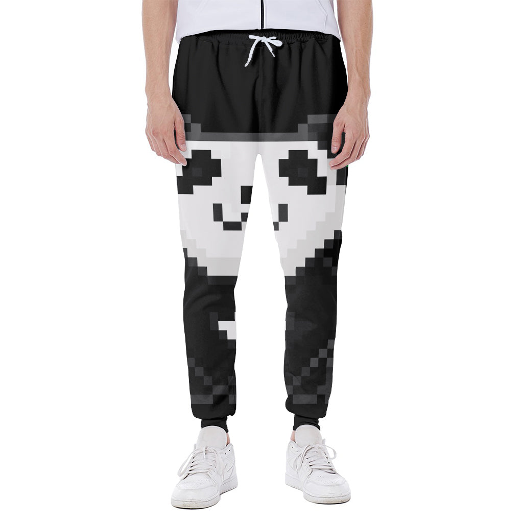 8-Bit Pixel Panda Print Scuba Joggers