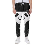 8-Bit Pixel Panda Print Scuba Joggers