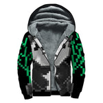 8-Bit Pixel Panda Print Sherpa Lined Zip Up Hoodie
