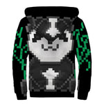 8-Bit Pixel Panda Print Sherpa Lined Zip Up Hoodie