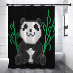 8-Bit Pixel Panda Print Shower Curtain