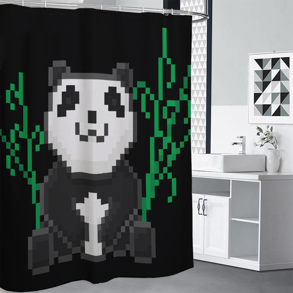 8-Bit Pixel Panda Print Shower Curtain