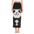 8-Bit Pixel Panda Print Side Slit Maxi Skirt