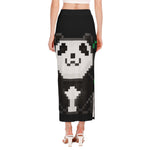 8-Bit Pixel Panda Print Side Slit Maxi Skirt