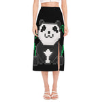 8-Bit Pixel Panda Print Side Slit Midi Skirt