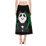 8-Bit Pixel Panda Print Side Slit Midi Skirt