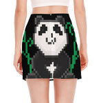 8-Bit Pixel Panda Print Side Slit Mini Skirt