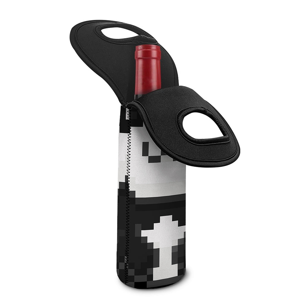 8-Bit Pixel Panda Print Single Neoprene Wine Tote