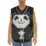 8-Bit Pixel Panda Print Sleeveless Baseball Jersey