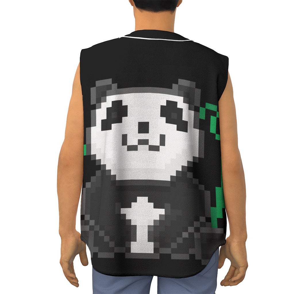 8-Bit Pixel Panda Print Sleeveless Baseball Jersey