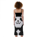 8-Bit Pixel Panda Print Slim Fit Midi Cami Dress