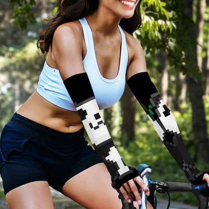 8-Bit Pixel Panda Print Sun Protection Arm Sleeves
