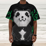 8-Bit Pixel Panda Print Textured Short Sleeve Shirt