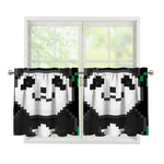 8-Bit Pixel Panda Print Tier Curtains