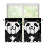 8-Bit Pixel Panda Print Tier Curtains