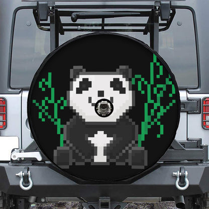 8-Bit Pixel Panda Print Tire Cover With Camera Hole