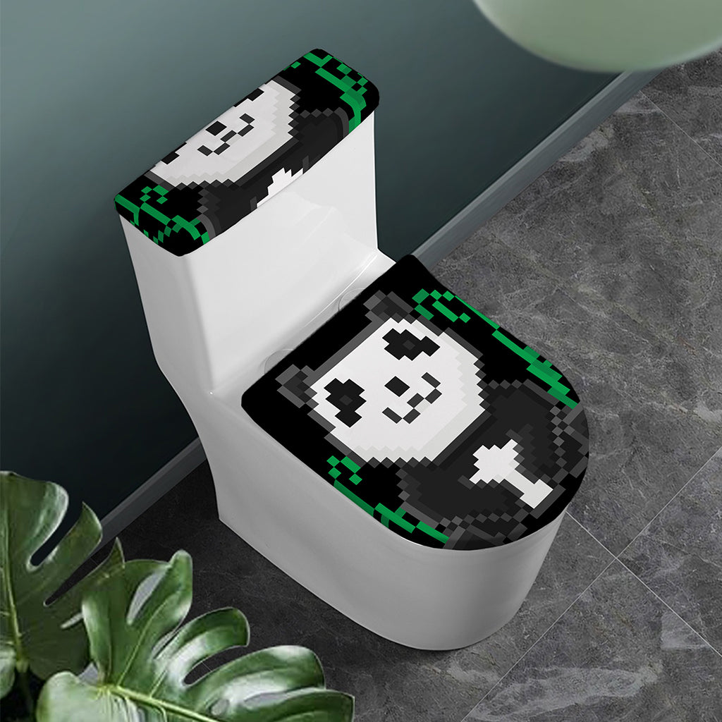 8-Bit Pixel Panda Print Toilet Lid And Tank Cover Set