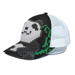 8-Bit Pixel Panda Print White Mesh Trucker Cap