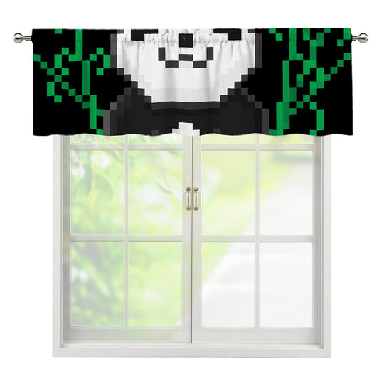 8-Bit Pixel Panda Print Window Valance