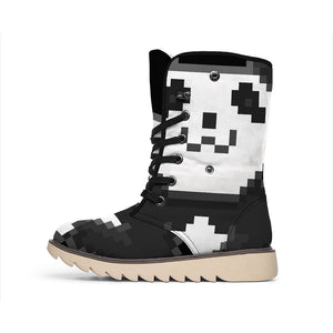 8-Bit Pixel Panda Print Winter Boots