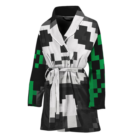8-Bit Pixel Panda Print Women's Bathrobe