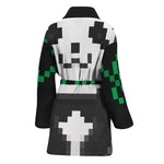 8-Bit Pixel Panda Print Women's Bathrobe
