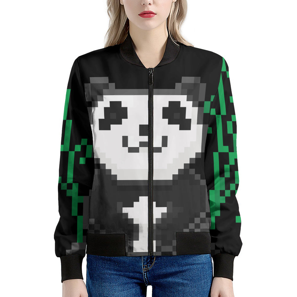 8-Bit Pixel Panda Print Women's Bomber Jacket