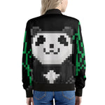 8-Bit Pixel Panda Print Women's Bomber Jacket