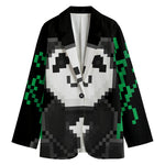 8-Bit Pixel Panda Print Women's Cotton Blazer