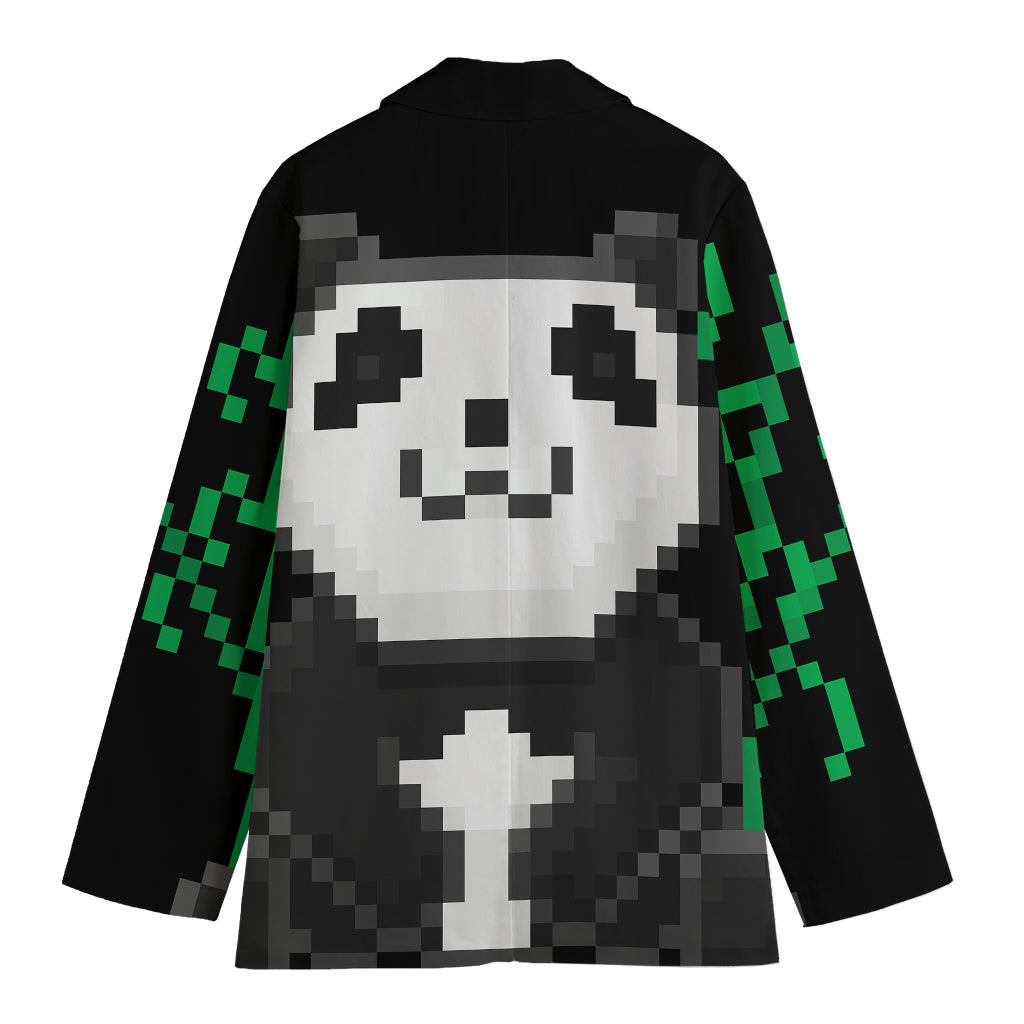 8-Bit Pixel Panda Print Women's Cotton Blazer