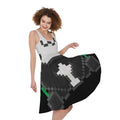 8-Bit Pixel Panda Print Sleeveless Knee Length Dress