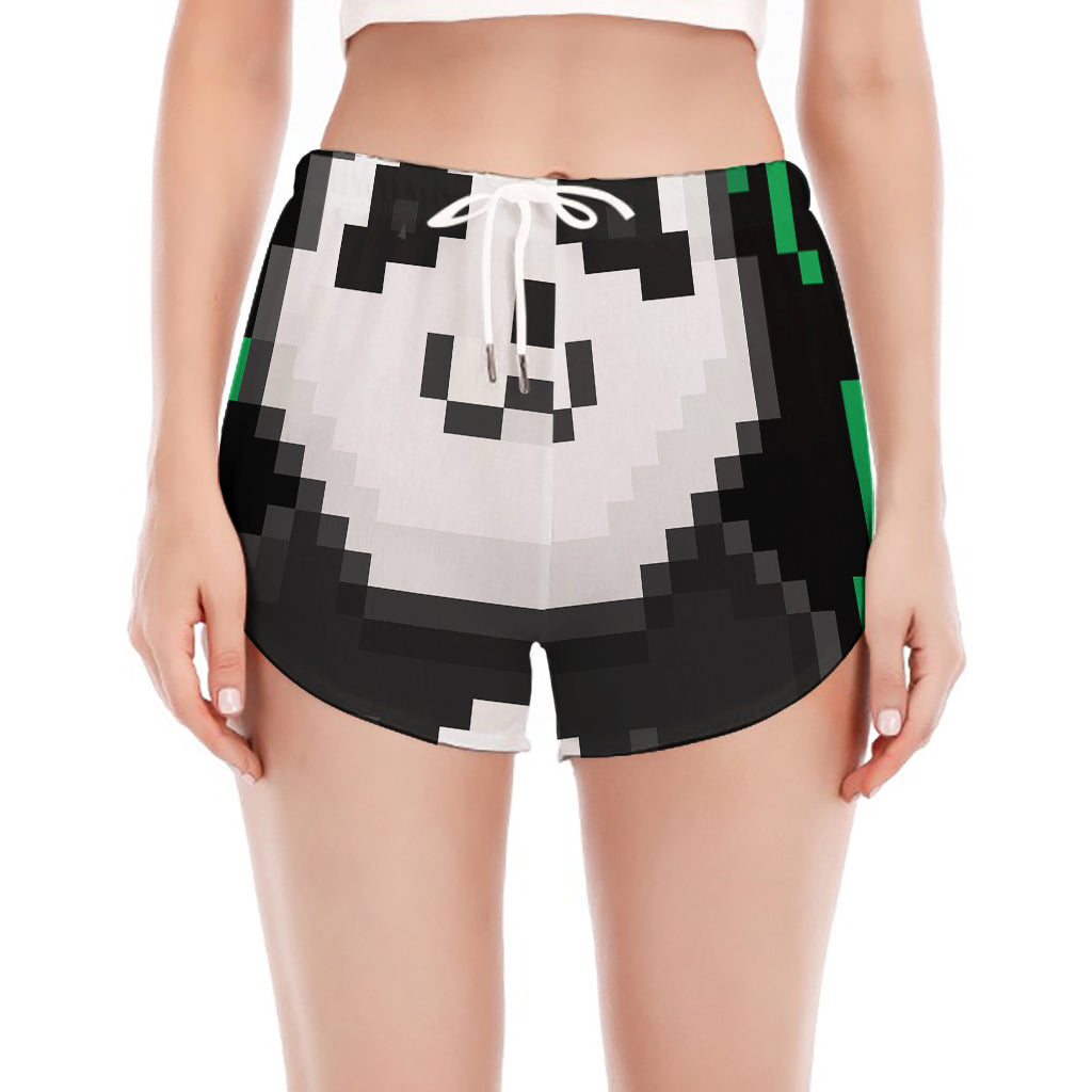 8-Bit Pixel Panda Print Women's Split Running Shorts