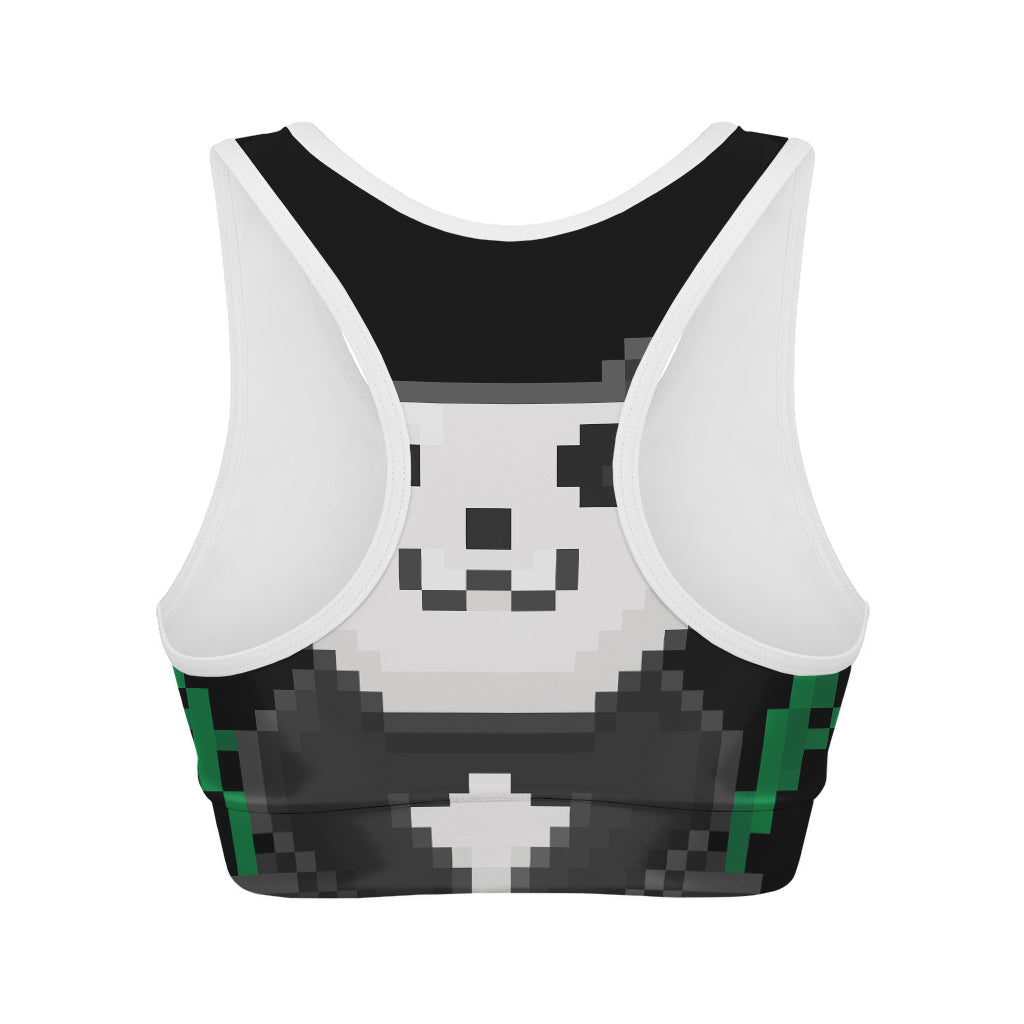 8-Bit Pixel Panda Print Women's Sports Bra