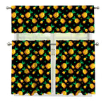 8-Bit Pixel Pineapple Print 3 Piece Kitchen Curtains