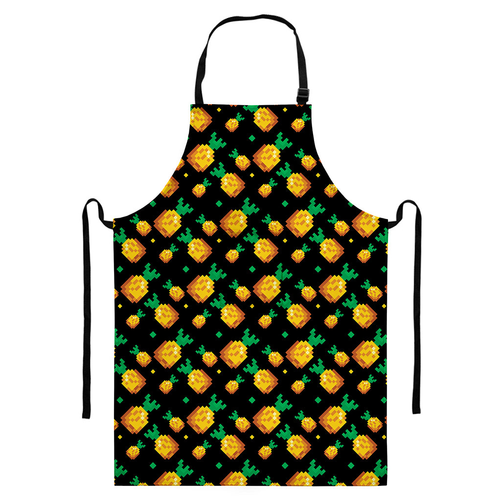 8-Bit Pixel Pineapple Print Bib Apron With Pocket