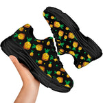 8-Bit Pixel Pineapple Print Black Chunky Shoes