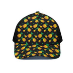 8-Bit Pixel Pineapple Print Black Mesh Trucker Cap