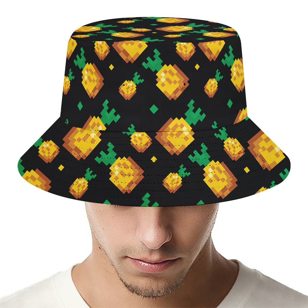 8-Bit Pixel Pineapple Print Bucket Hat