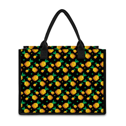 8-Bit Pixel Pineapple Print Canvas Tote Bag