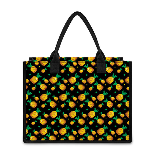8-Bit Pixel Pineapple Print Canvas Tote Bag