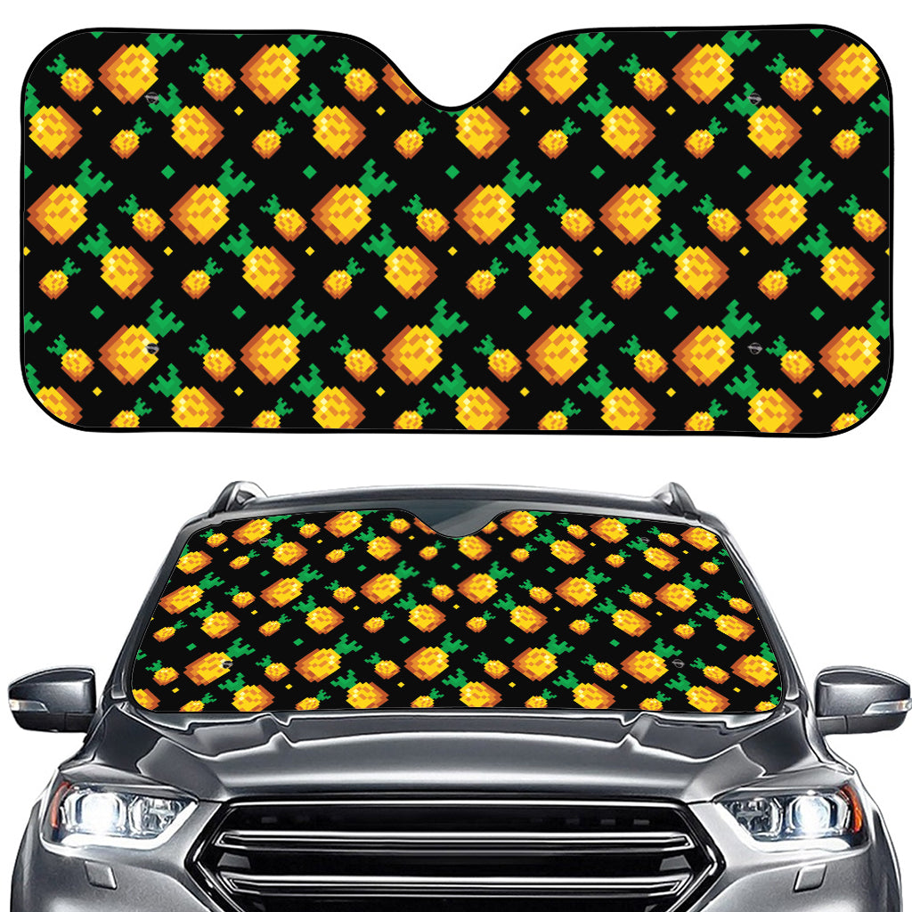 8-Bit Pixel Pineapple Print Car Windshield Sun Shade