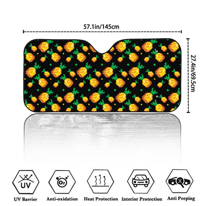 8-Bit Pixel Pineapple Print Car Windshield Sun Shade