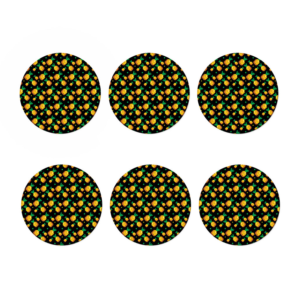 8-Bit Pixel Pineapple Print Coaster Set