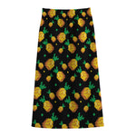 8-Bit Pixel Pineapple Print Cotton Front Slit Maxi Skirt