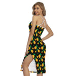 8-Bit Pixel Pineapple Print Cross Back Cami Dress