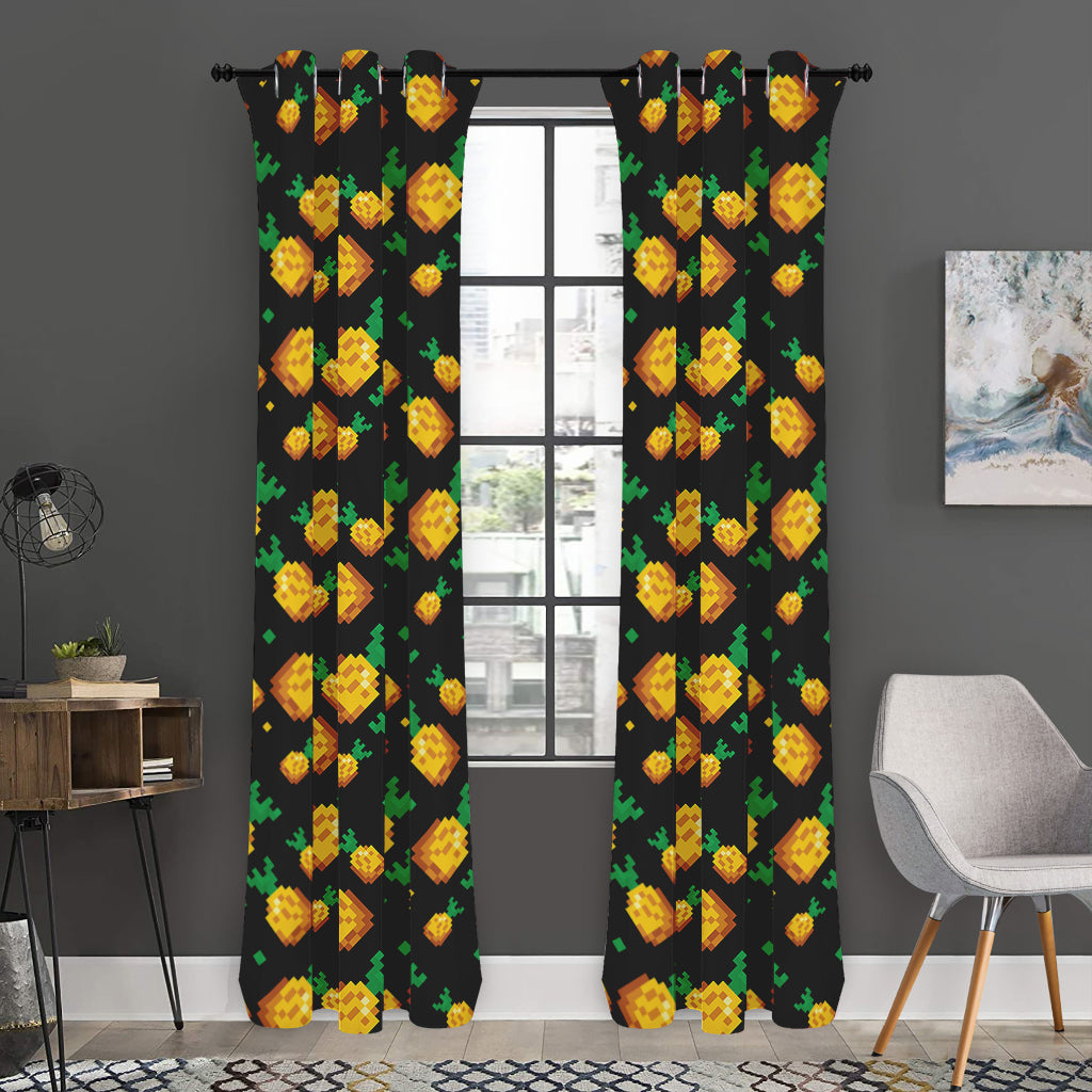 8-Bit Pixel Pineapple Print Curtain