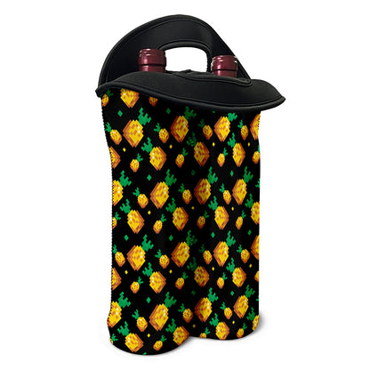 8-Bit Pixel Pineapple Print Double Neoprene Wine Tote