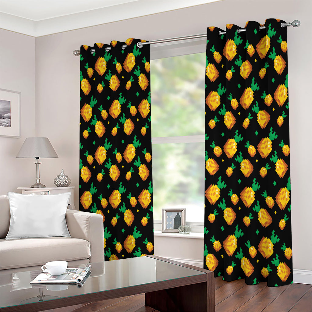 8-Bit Pixel Pineapple Print Extra Wide Grommet Curtains