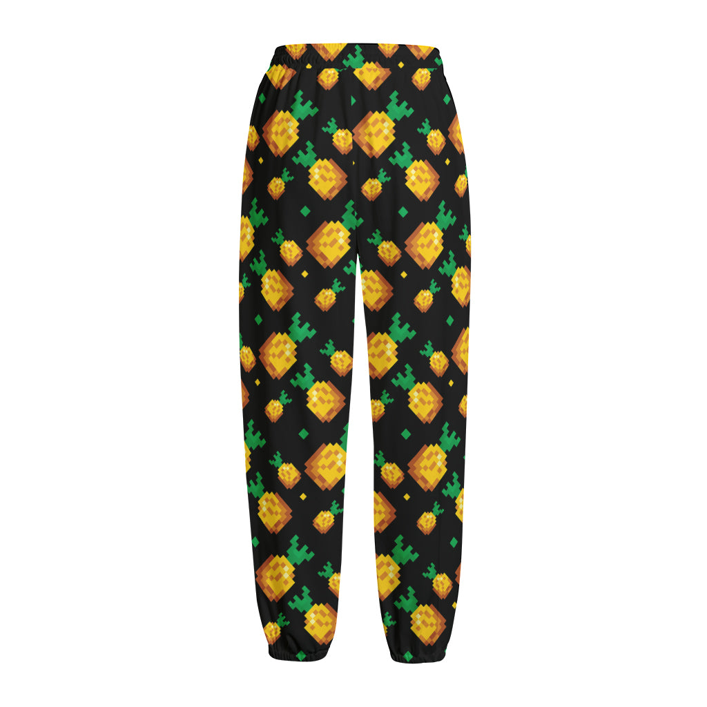 8-Bit Pixel Pineapple Print Fleece Lined Knit Pants