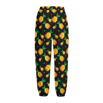 8-Bit Pixel Pineapple Print Fleece Lined Knit Pants